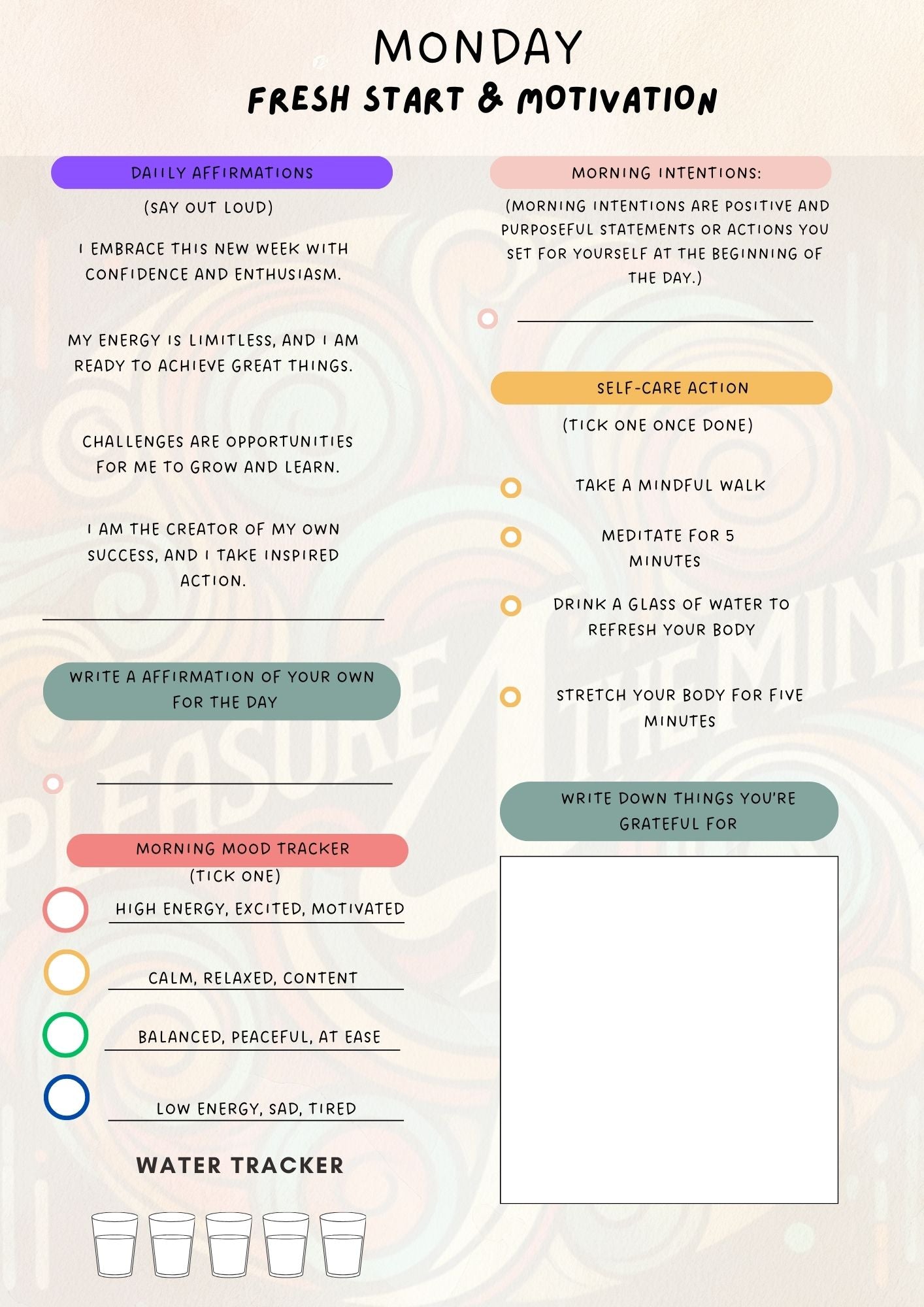 Pleasure 4 The Mind - Weekly Planner