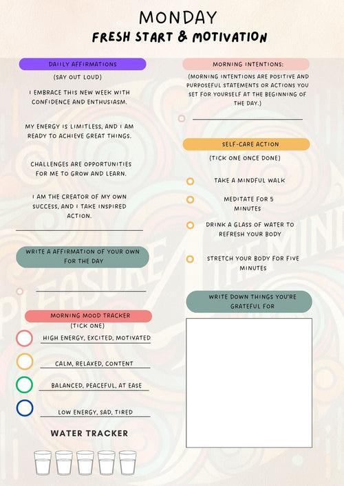 Pleasure 4 The Mind - Weekly Planner